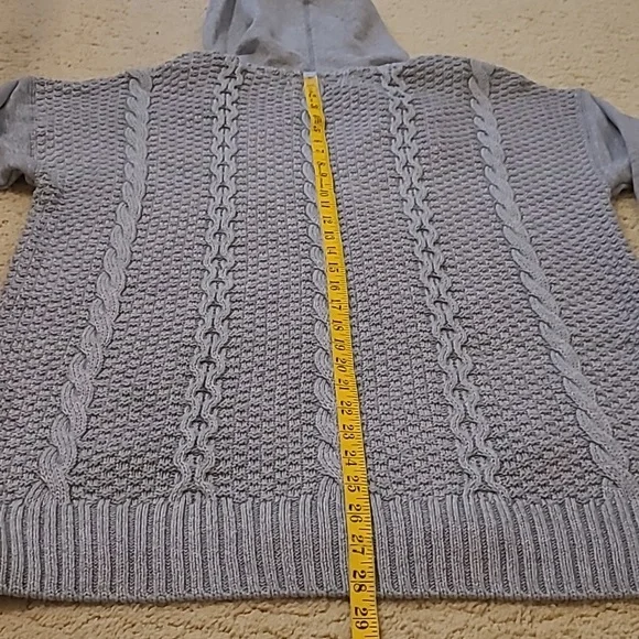 NWT Karl Lagerfeld Gray Hooded Sweater Jacket with Patches Size M - Picture 8 of 10